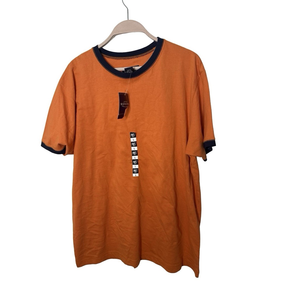 Vintage Sonoma orange ringer plain t-shirt 100% cotton new  size large